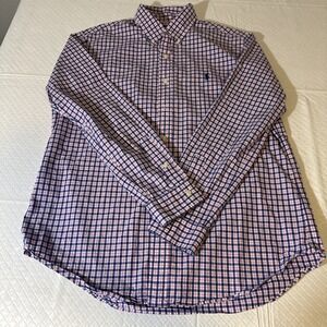 Ralph Lauren Large  Blue Pink White Plaid Long Slv Button Down Classic‎ Fit